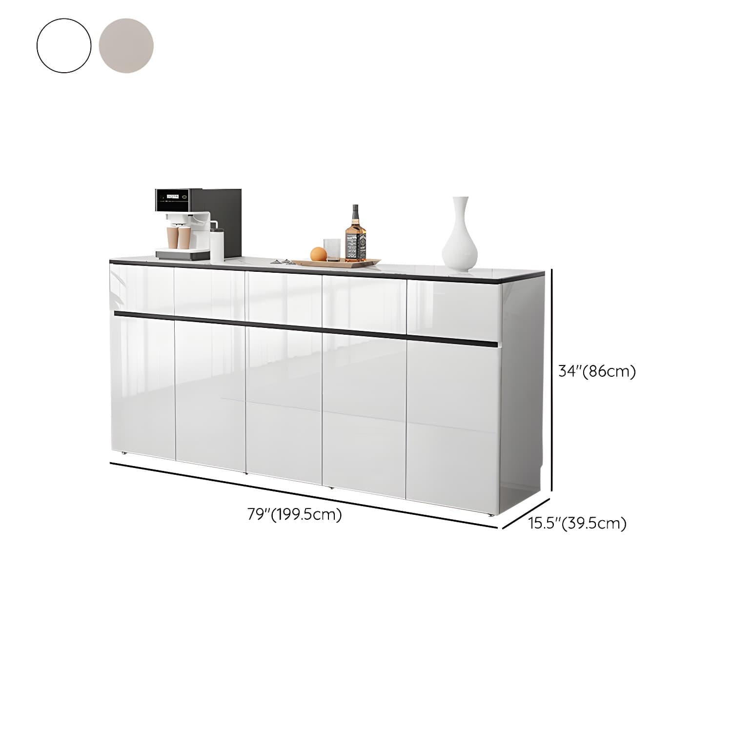 Contemporary Glass Top Sideboard Cabinet with Drawer for Living Room - image 22