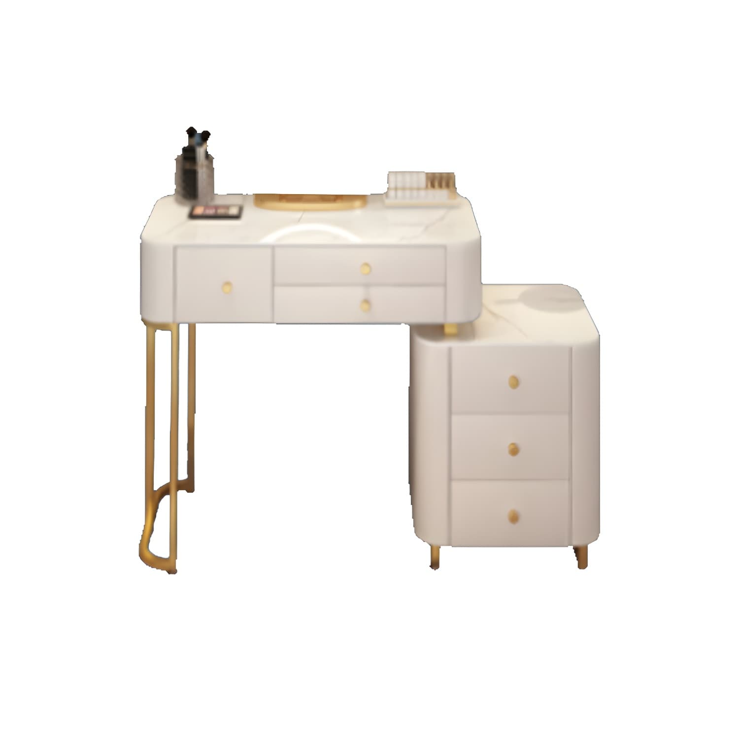Solid Wood Makeup Vanity Desk Storage Dressing Table Stool Set with Drawer - image 15