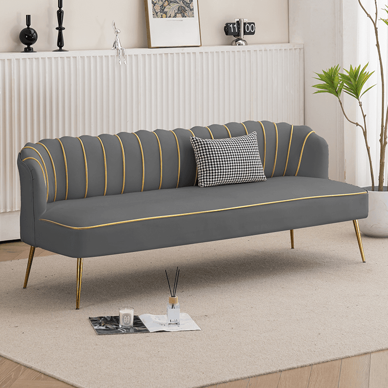 Modish Solid Color Stain Resistant Standard Sofa/Loveseat in Grey/Beige/Amber Color for 2/4-seater/3-seater with 1 Pillow