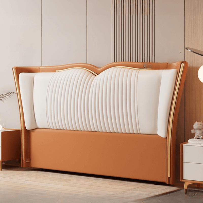 Modern Simple Style Wingback Headboard in Natural Wood for King/Queen/Full Bed with No Distressing, Sponge Upholstery, Free-standing Standard Height - image 6