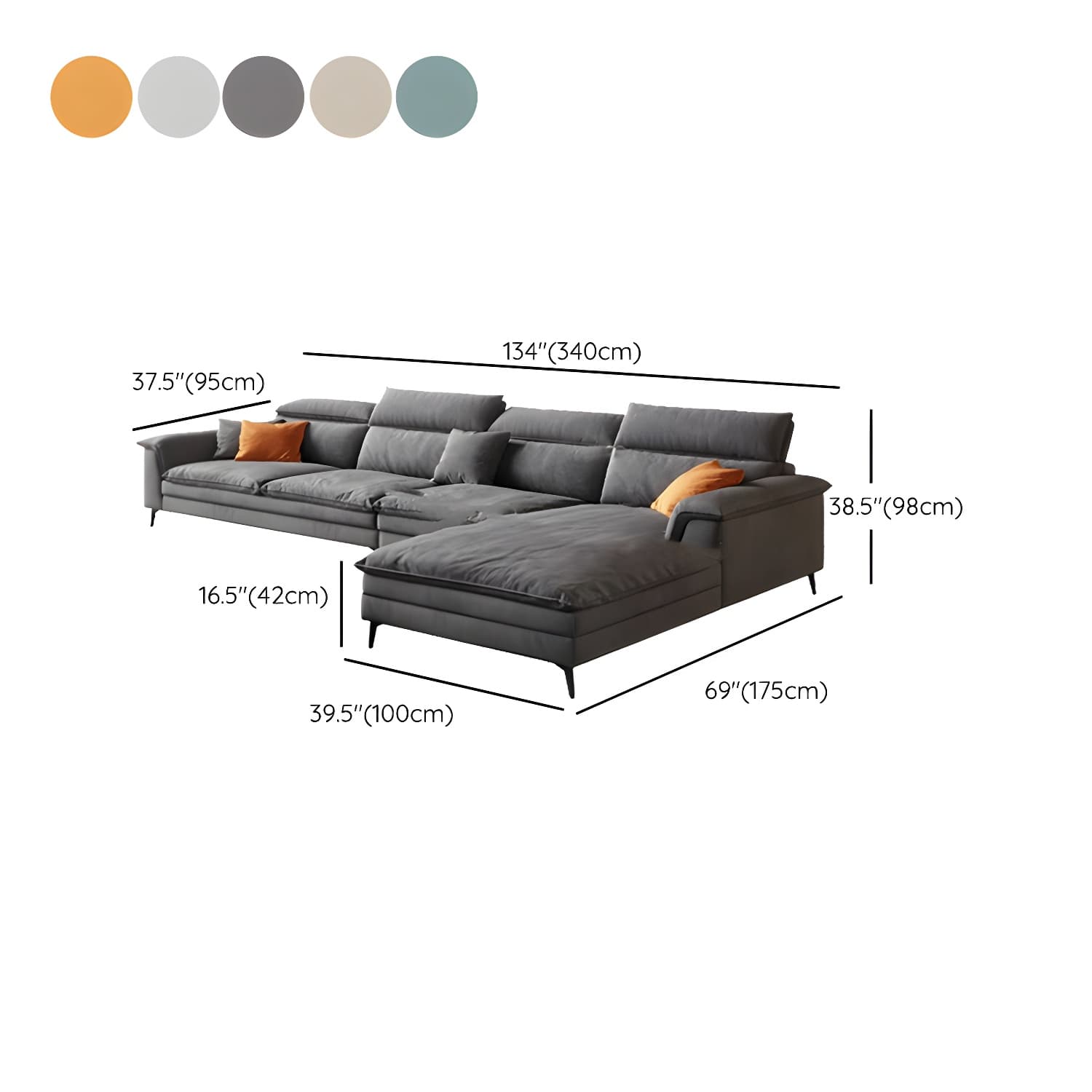 Tech Flannel Upholstered Modular Sectional Sofa in Assorted Colors - image 16
