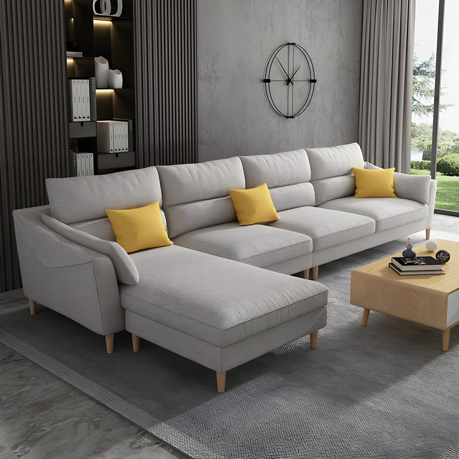 Scandinavian Wood Frame Straight Modular Sofa with Slipcover and Ottoman in 3 Piece Set - image 5