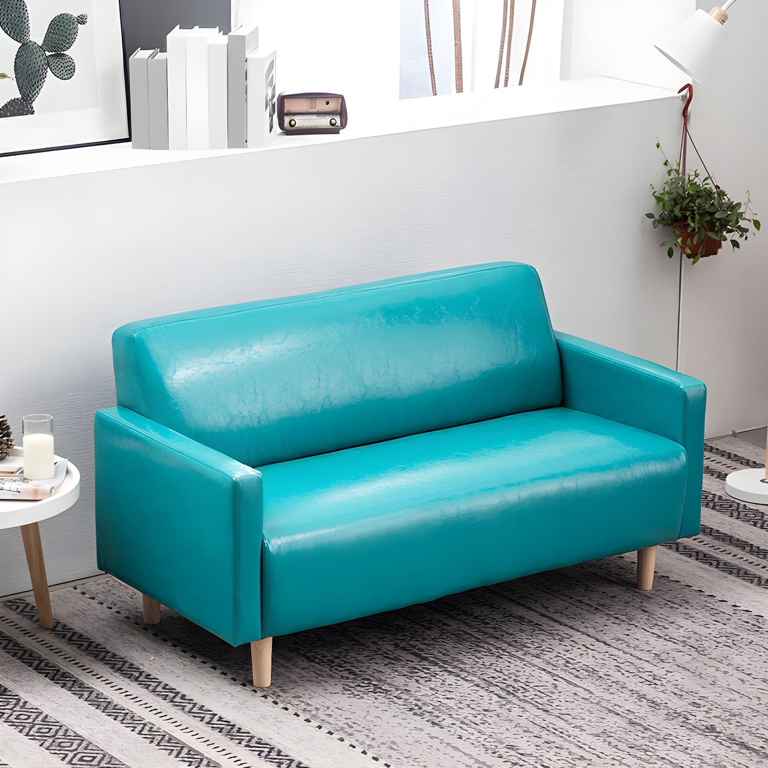 Scandinavian Tuxedo Arm Sofa with Tight Back 27.16" High Faux Leather - image 5