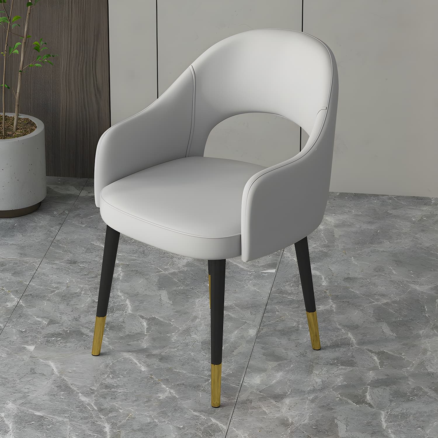 Contemporary Leather Dining Room Chairs Open Back Dining Side Chair for Home Use - image 4