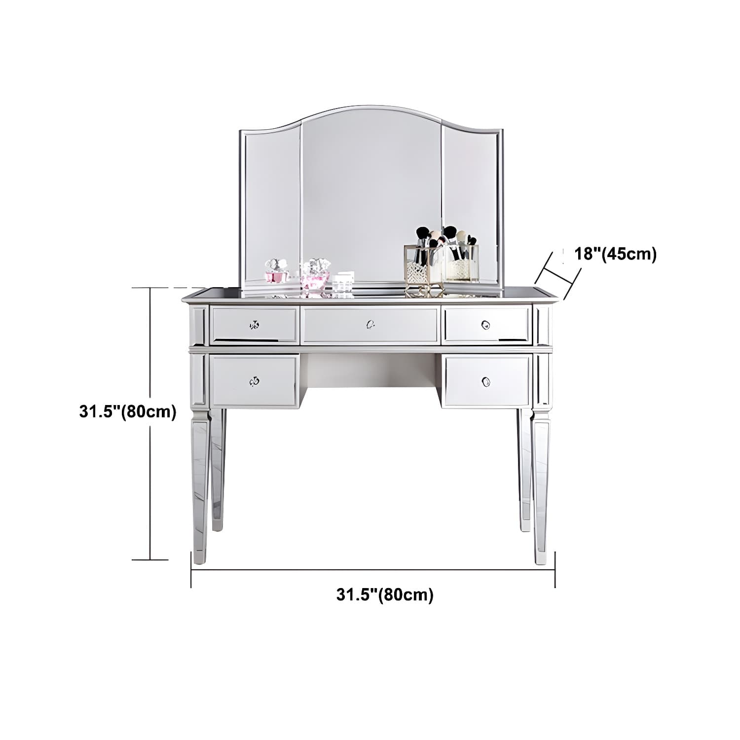 Solid Wood Vanity Dressing Table Set Contemporary Makeup Counter with Drawers - image 10