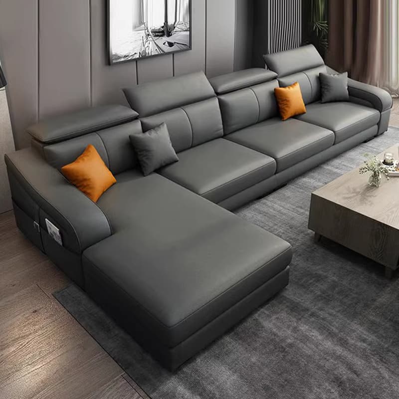 L-Shape Left Sofa Chaise for 5-seater with Sloped Arms in a Trendy Style - image 11