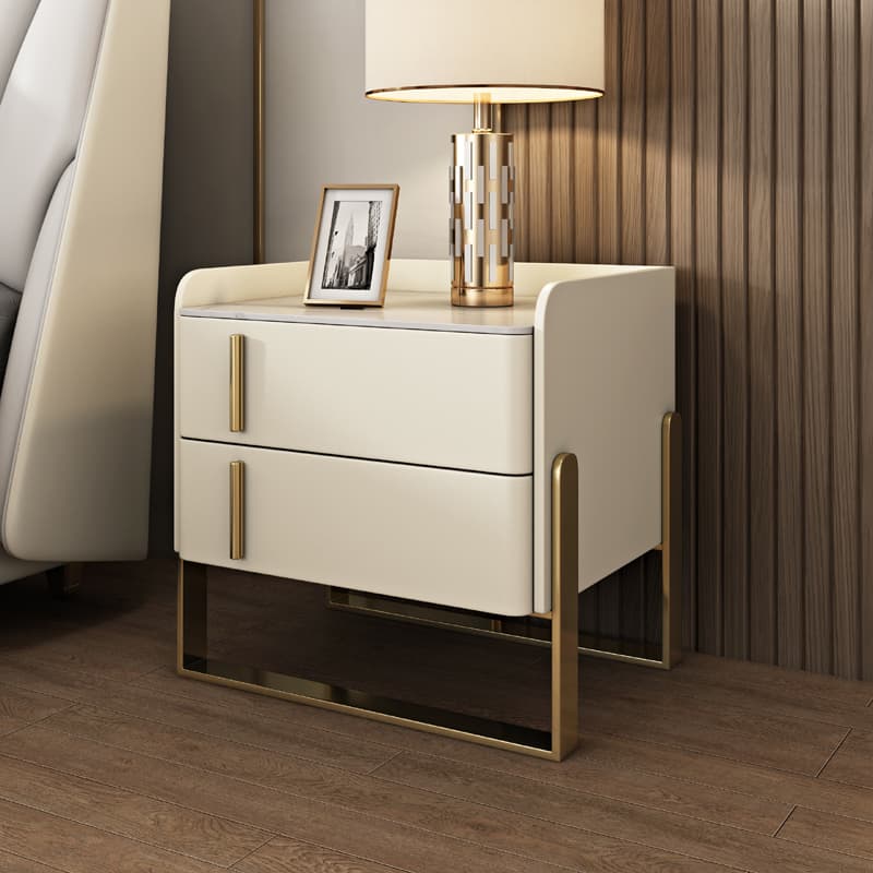 Nightstand With Drawer Organization with Leg, 2 Drawers and Stone Counter Top in a Casual Style - image 4