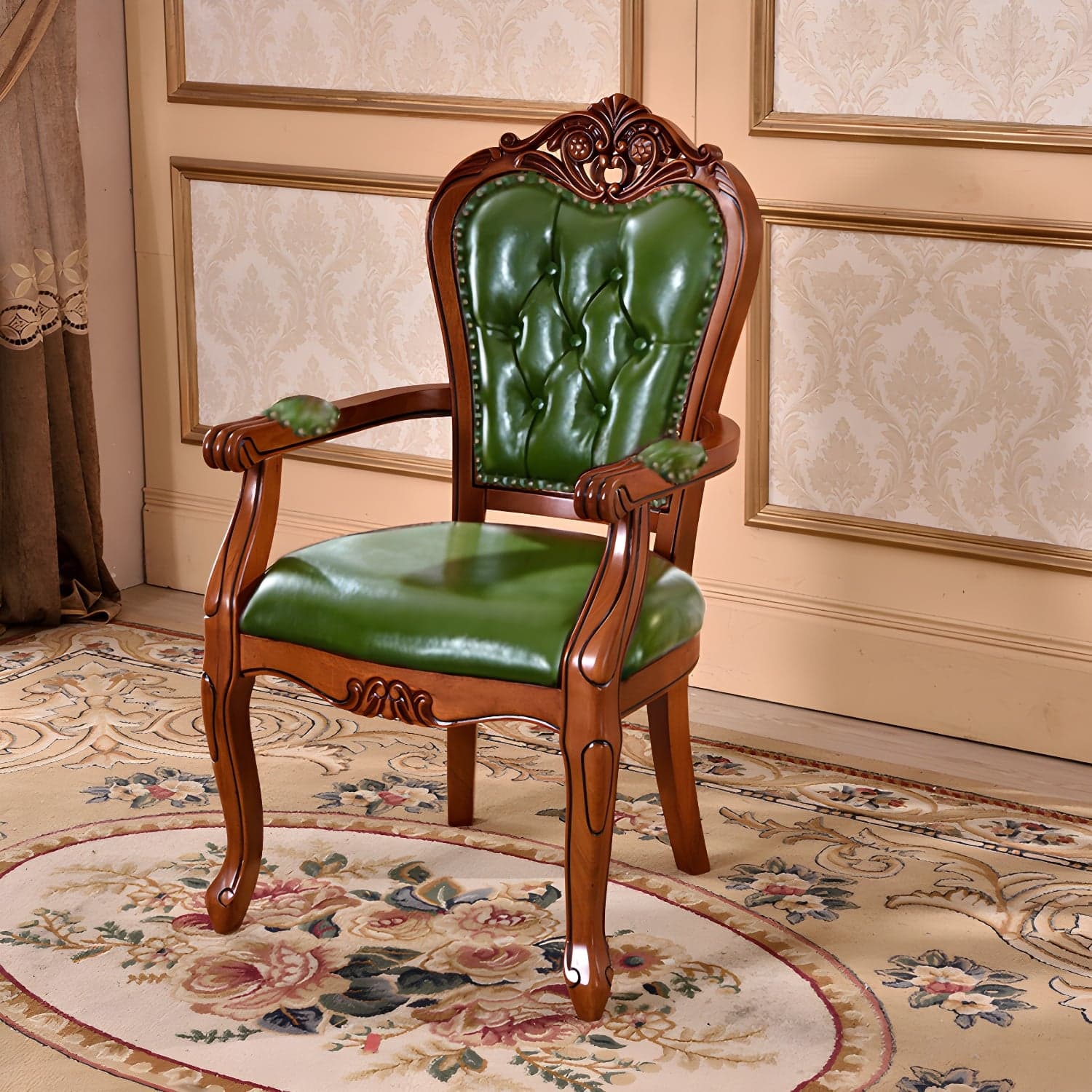 Leather High Back Dining Side Chair Kitchen Side Chair with Solid Wood Legs - image 5