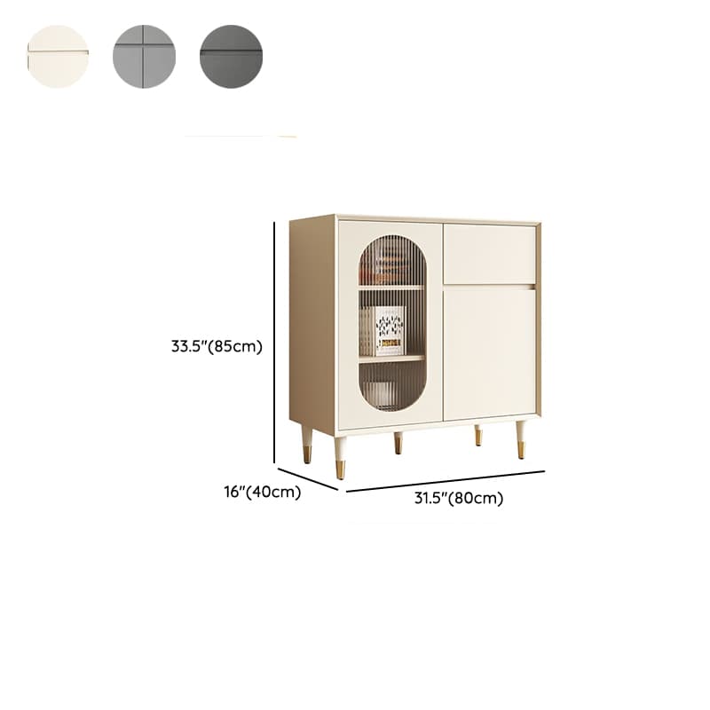 Wood Glam Sideboard Credenza with Glass Doors and Drawers, 40cm Overall Width, 85cm Overall Height - image 15