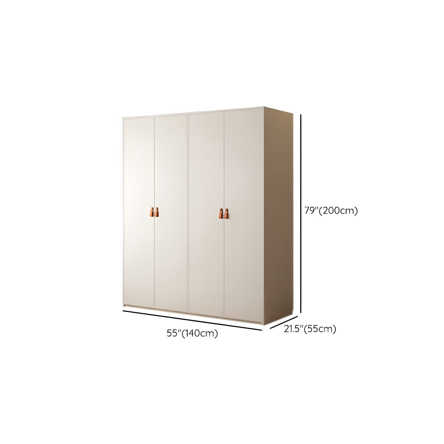 Modern White Wardrobe Cabinet Engineered Wood Wardrobe with Garment Rod - image 8