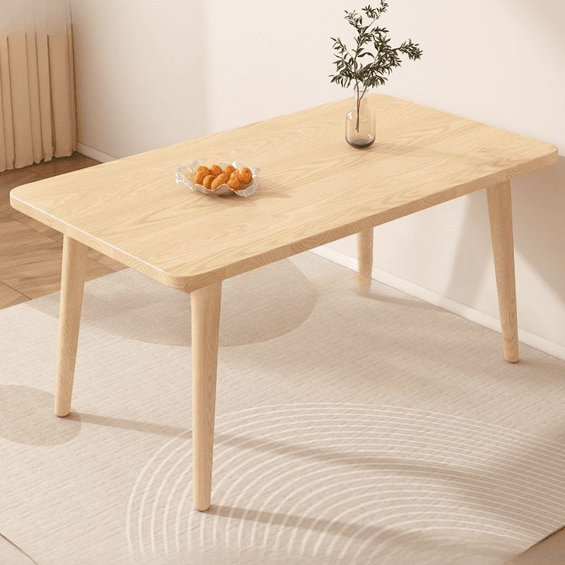 Dining Table Set with Rectangular Recycled Wood Table and 4 Legs, Padded Chair Back in White/Auburn/Unfinished - image 3