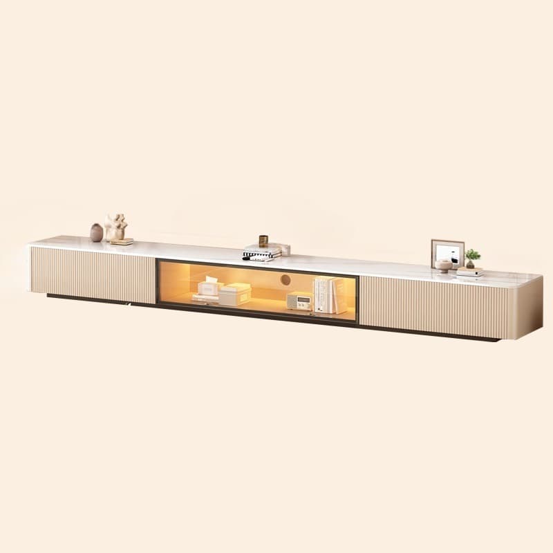 Modish Sintered Stone TV Stand with 2-Drawer, Cabinet & Cable Management Living Room