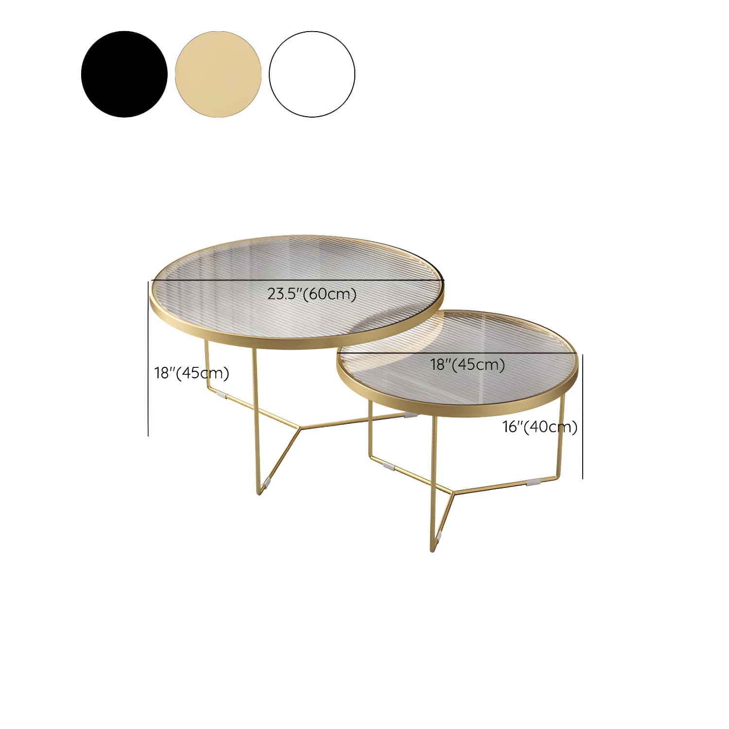 Set of Two - Glam Style Glass Top Coffee Nesting Tables With Metal Base - image 12