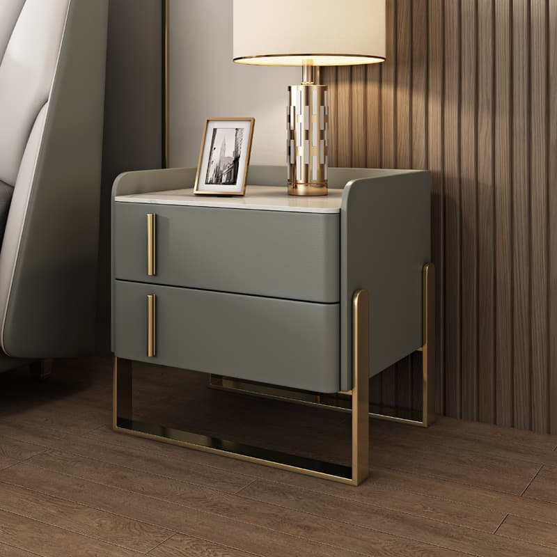Nightstand With Drawer Organization with Leg, 2 Drawers and Stone Counter Top in a Casual Style - image 7