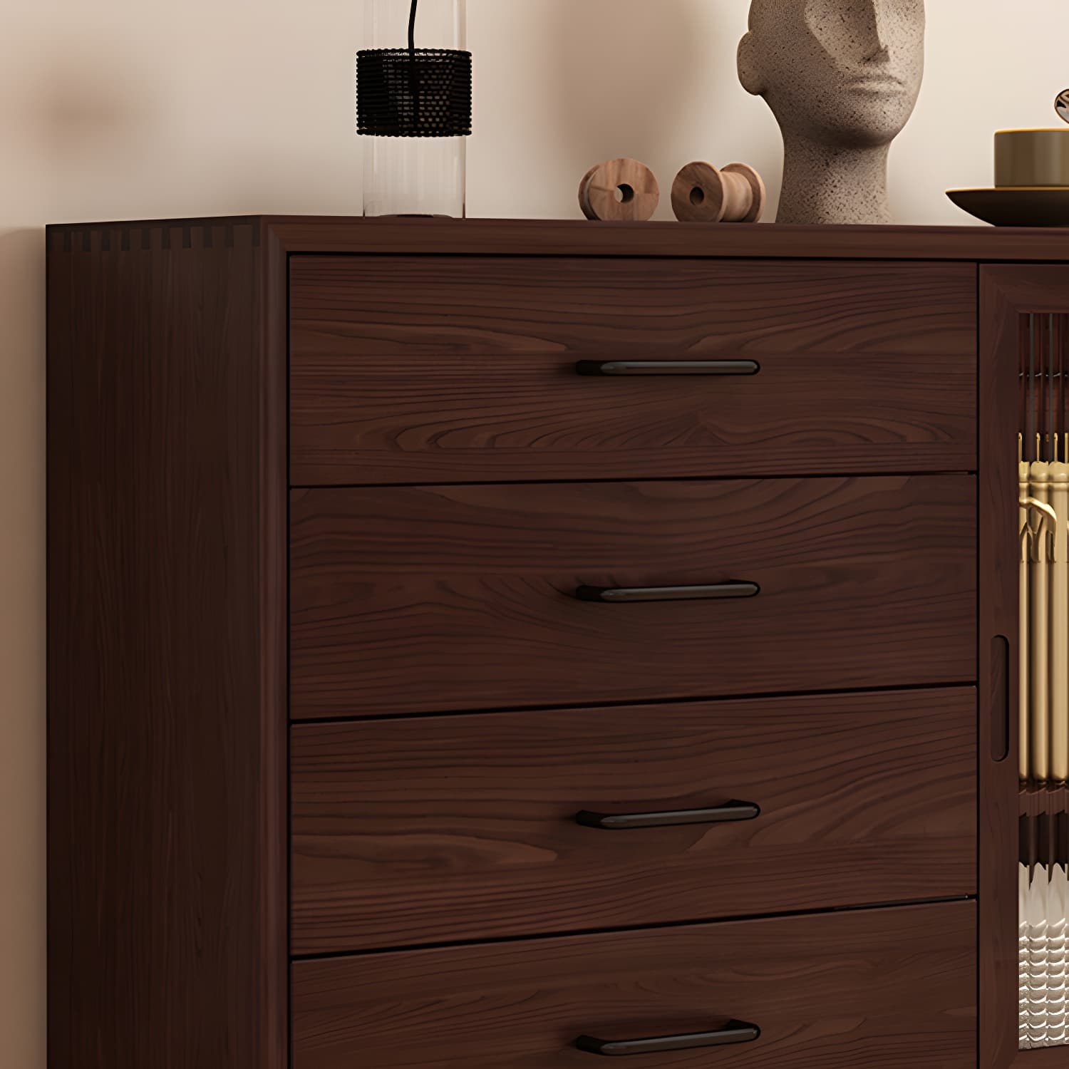 Mid-Century Modern Solid Wood Accent Cabinet with Glass Door - image 10