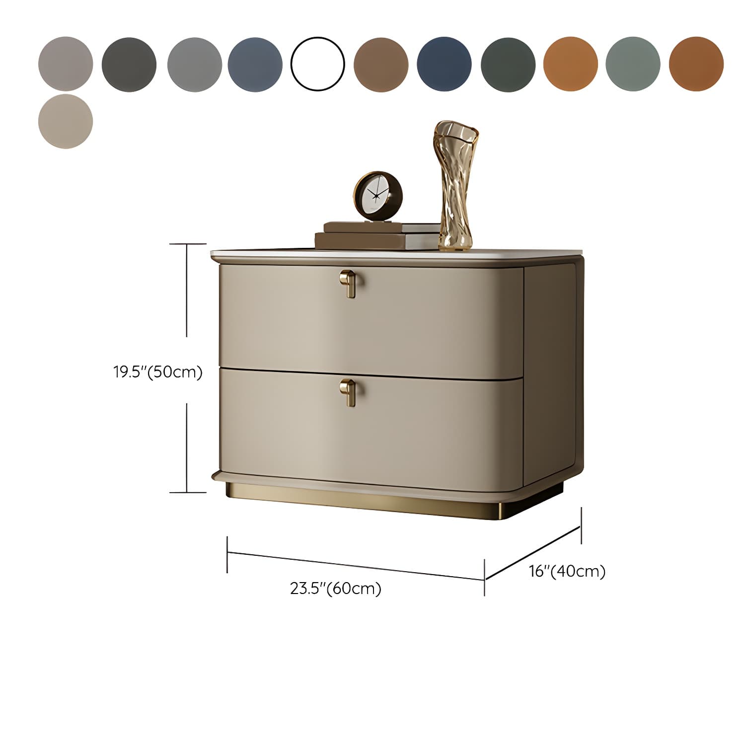 Modern Faux Leather Drawer Storage Nightstand with Stone Table Top - image 22