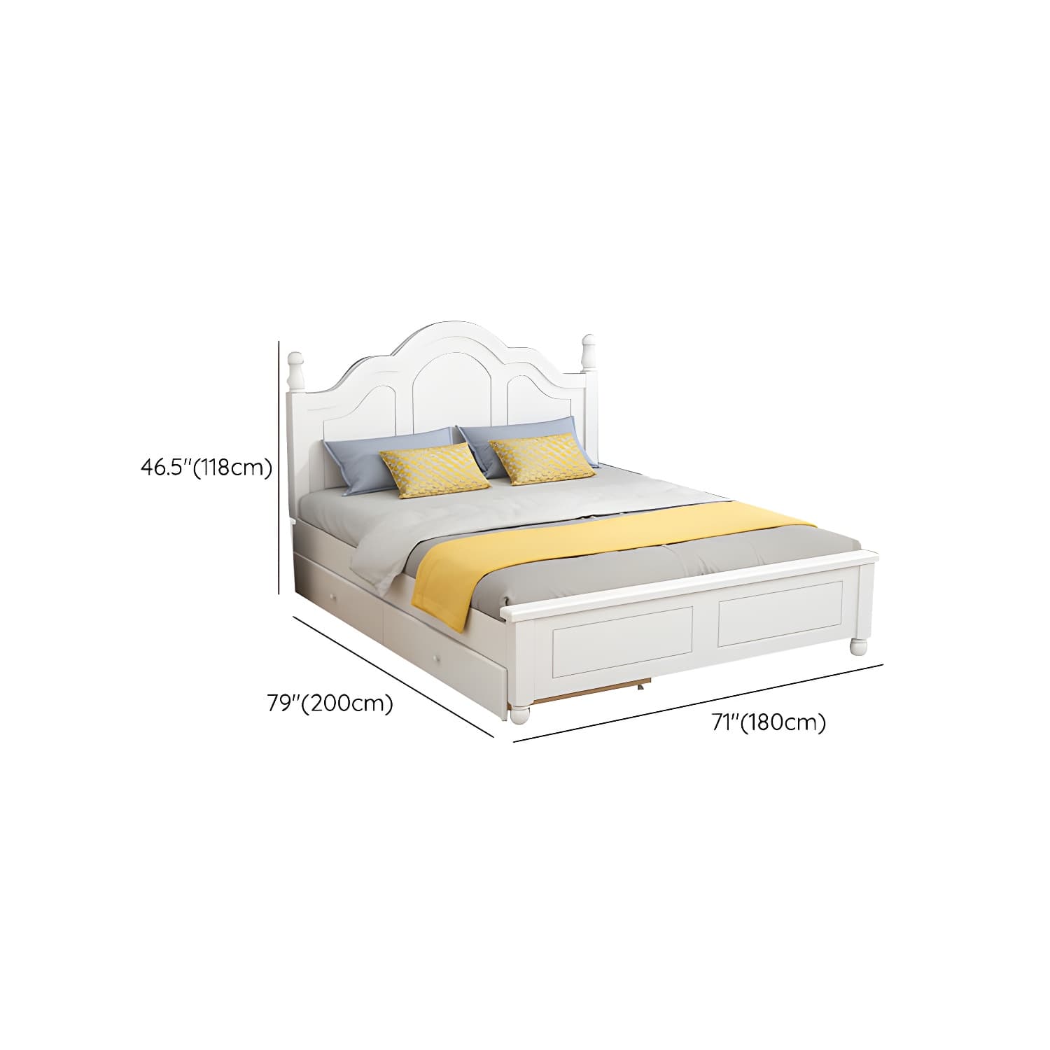 Modern Wooden Scratch Resistant White Headboard Bed with Drawers - image 21