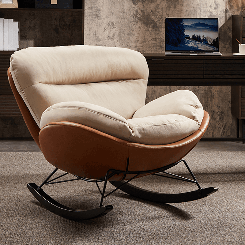 Simple Upholstered Rocking Chair with Padded Comfort - image 7