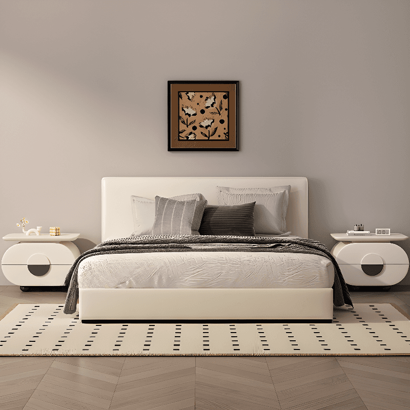Organic Modern Nightstand With Drawer Organization Featuring 2 Drawers and Pleather Countertop with Leg - image 10