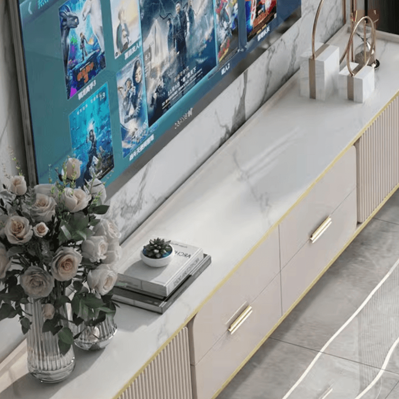 Sintered Stone Rectangular TV Stand for Sitting Room with 4-Drawer/2-Drawer, 2 Cabinets, and Cable Management - image 5