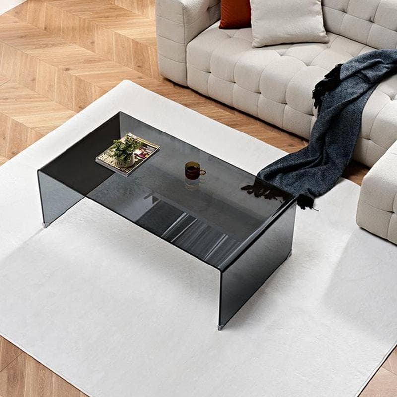 Modernism Oblong Cocktail Table in Glass with Sled Base for Living Room