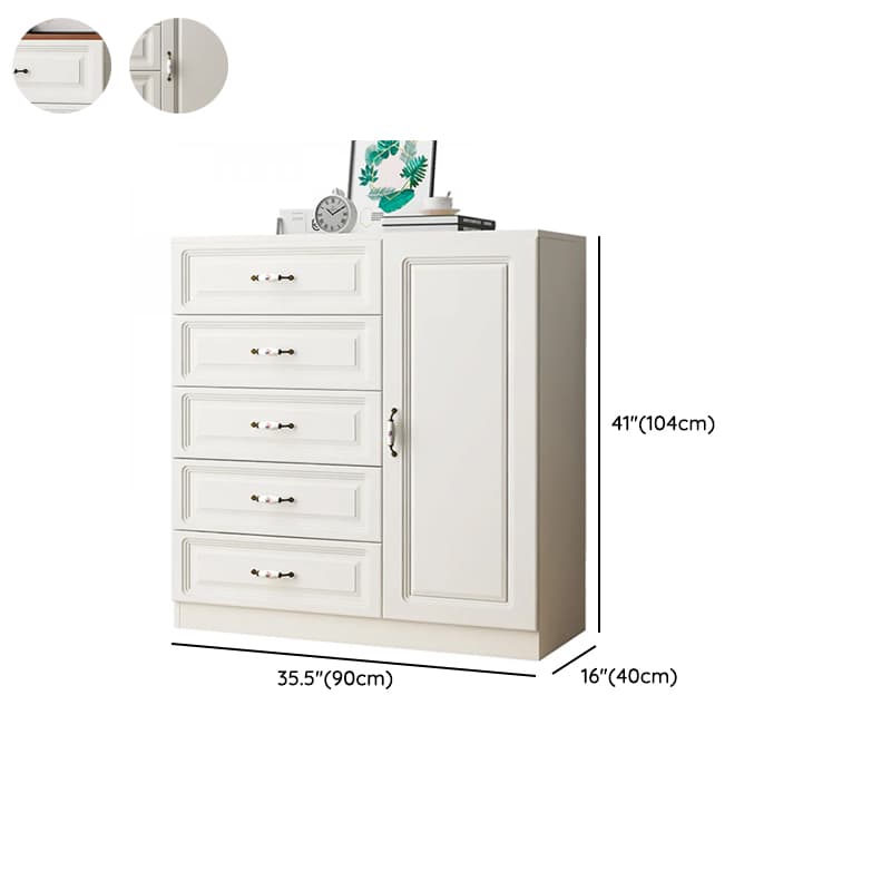 Sleeping Room Use Trendy White Wood Wardrobe Chest with Shelves - image 23
