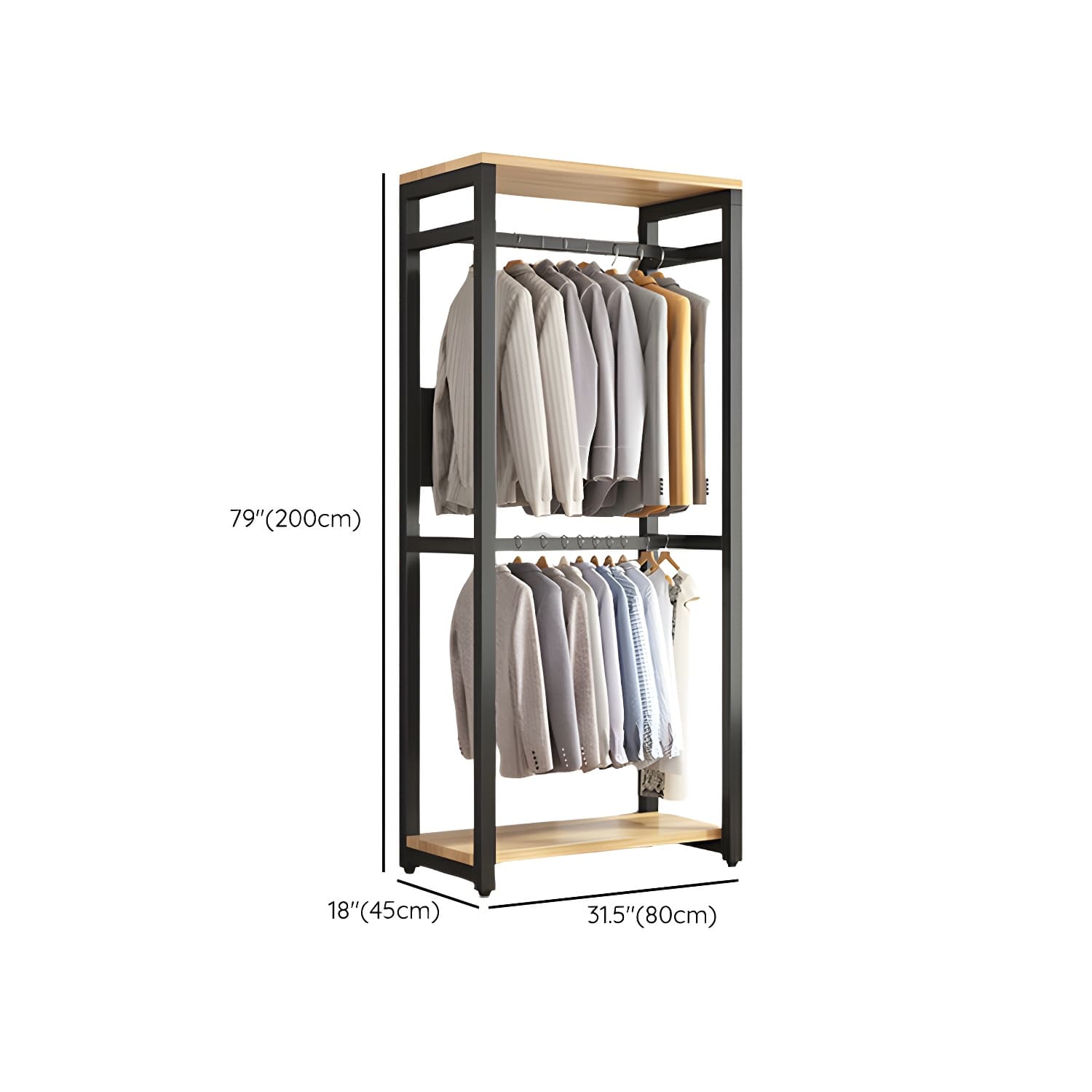 Modern Metal Wardrobe Armoire with Clothing Rod & Shelves (Height 70-79 inches, Overall Width 45cm) - image 24