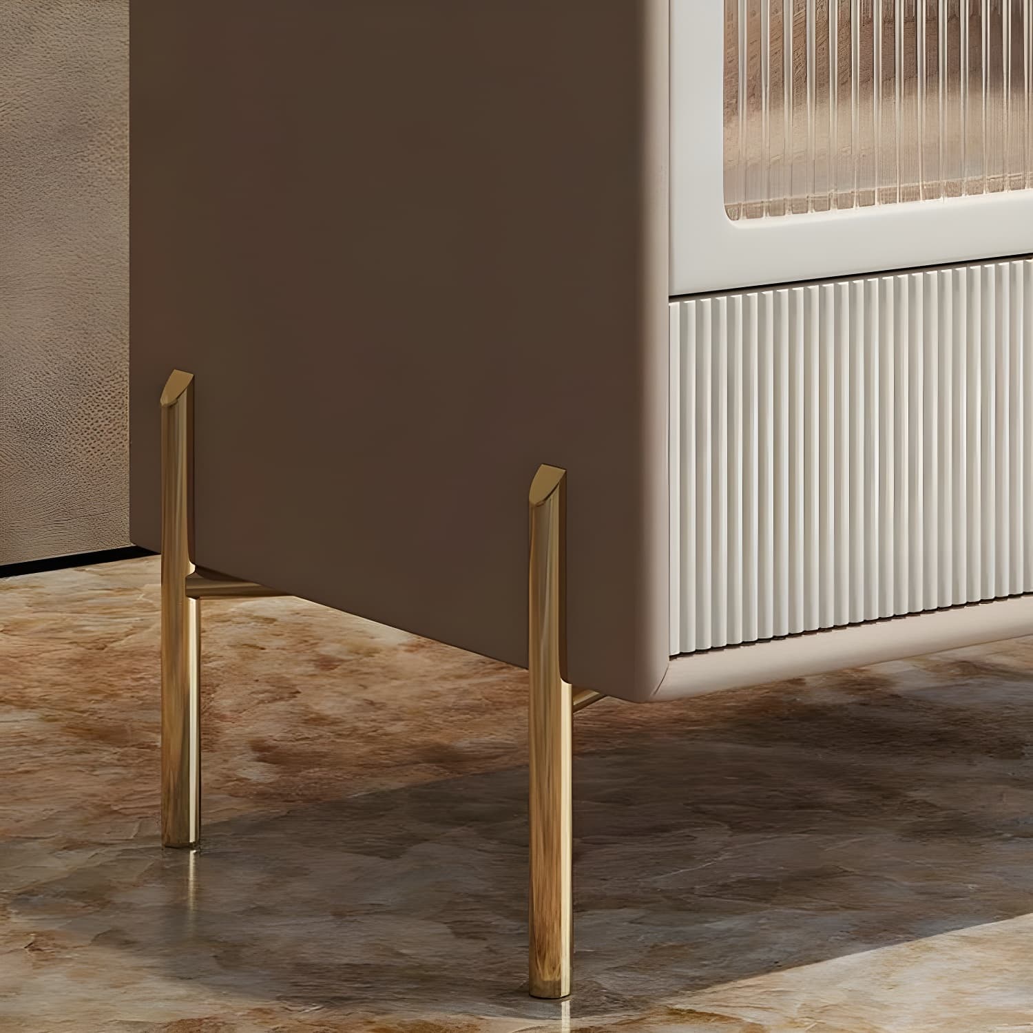 Glam 4 Gold Legs Storage Drawer Nightstand with Glass Drawer Door - image 14