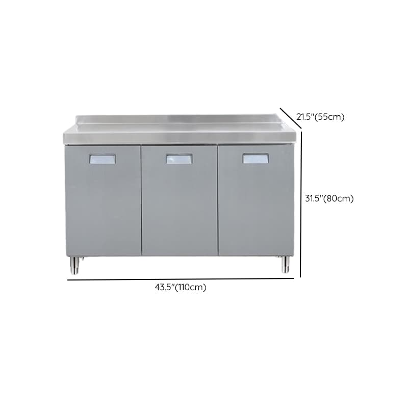 3 Doors/4 Doors/2 Doors Art Deco Chrome Narrow/Standard Sideboard with Metal Countertop, 1 Shelf, and Kitchen Cupboards - image 9