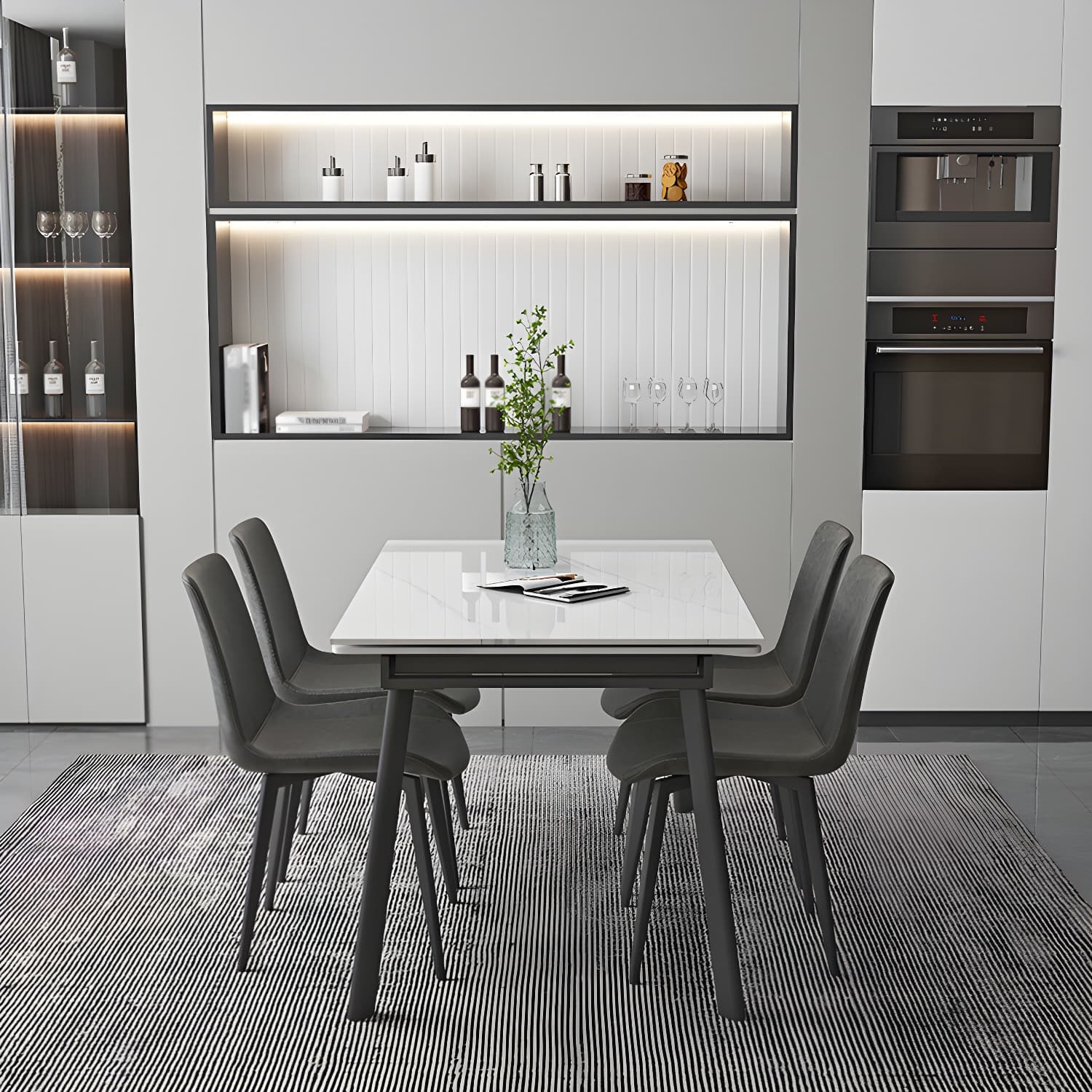 Contemporary 1/4/5/7 Pieces Dining Set Rectangle Dining Table Set with 4 Legs - image 3