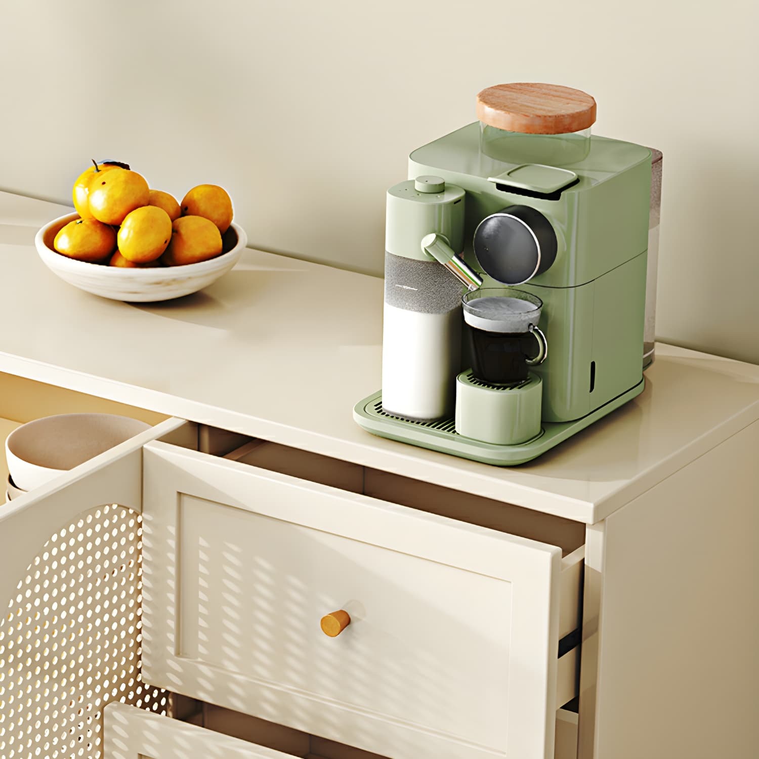 Modern White Engineered Wood Shelves Included Sideboard with Cabinets and Doors - image 4