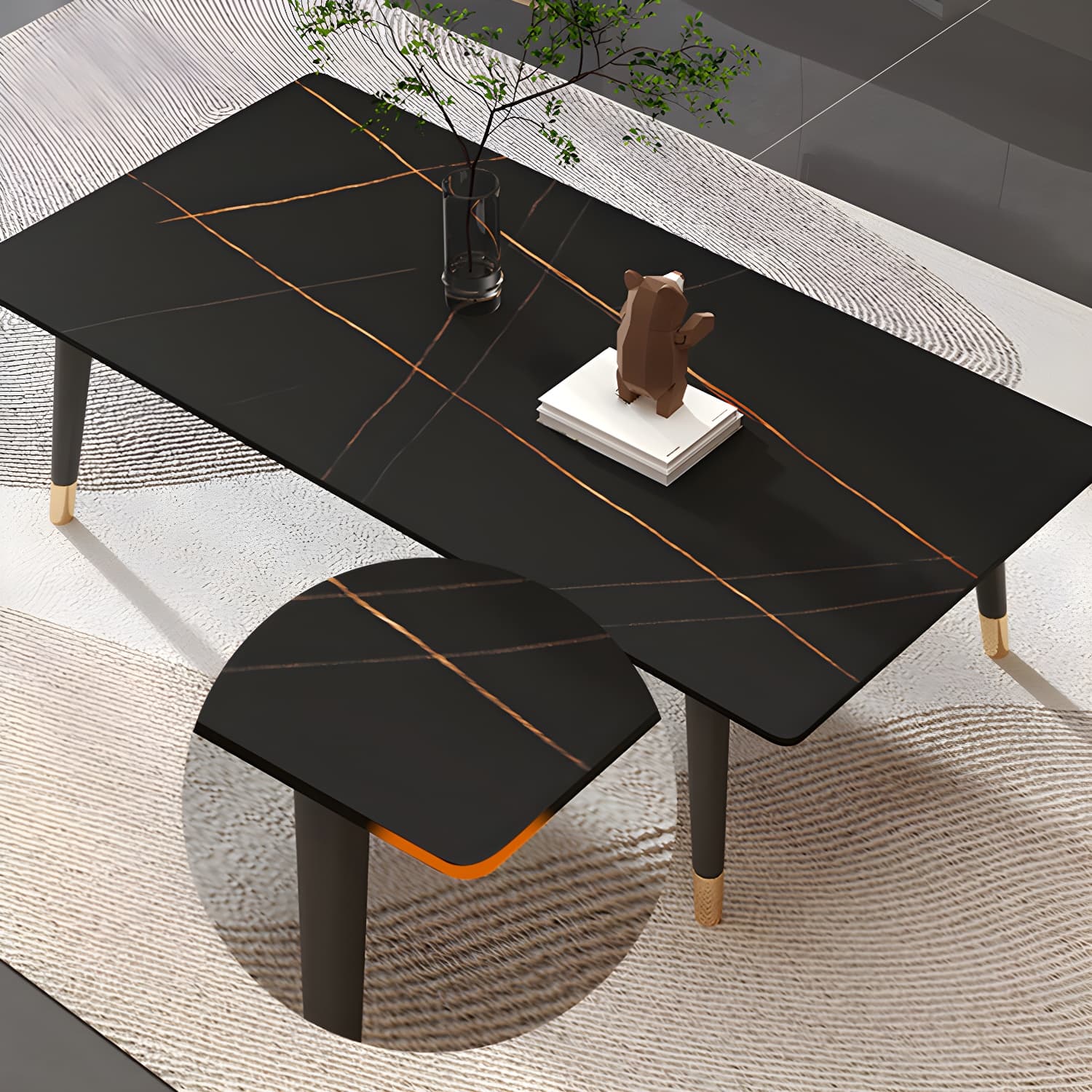 4 Legs Single Coffee Table Modern Slate Rectangular Coffee Table - image 8