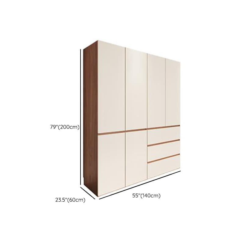 White Minimalist Manufactured Wood Wardrobe Closet with 3-Drawer, Soft Close Door, Interior Shelves, and Clothing Rod - image 8