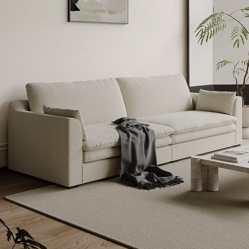 Modern Solid Color Scratch-defiant Standard Sofa in Light Gray/Emerald Green/Ivory, Seats 5/3-seater with Slipcover and 2 Pillows