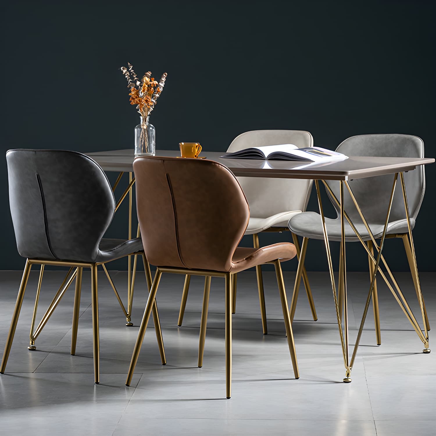 Scandinavian Leather Home Side Chair Matte Finish Wingback Dining Chair (Set of 2) - image 24