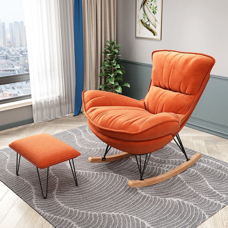Indulgent Modern Upholstered Rocking Chair with Ottoman Perfect for Relaxation in Natural Wood Tone - image 9