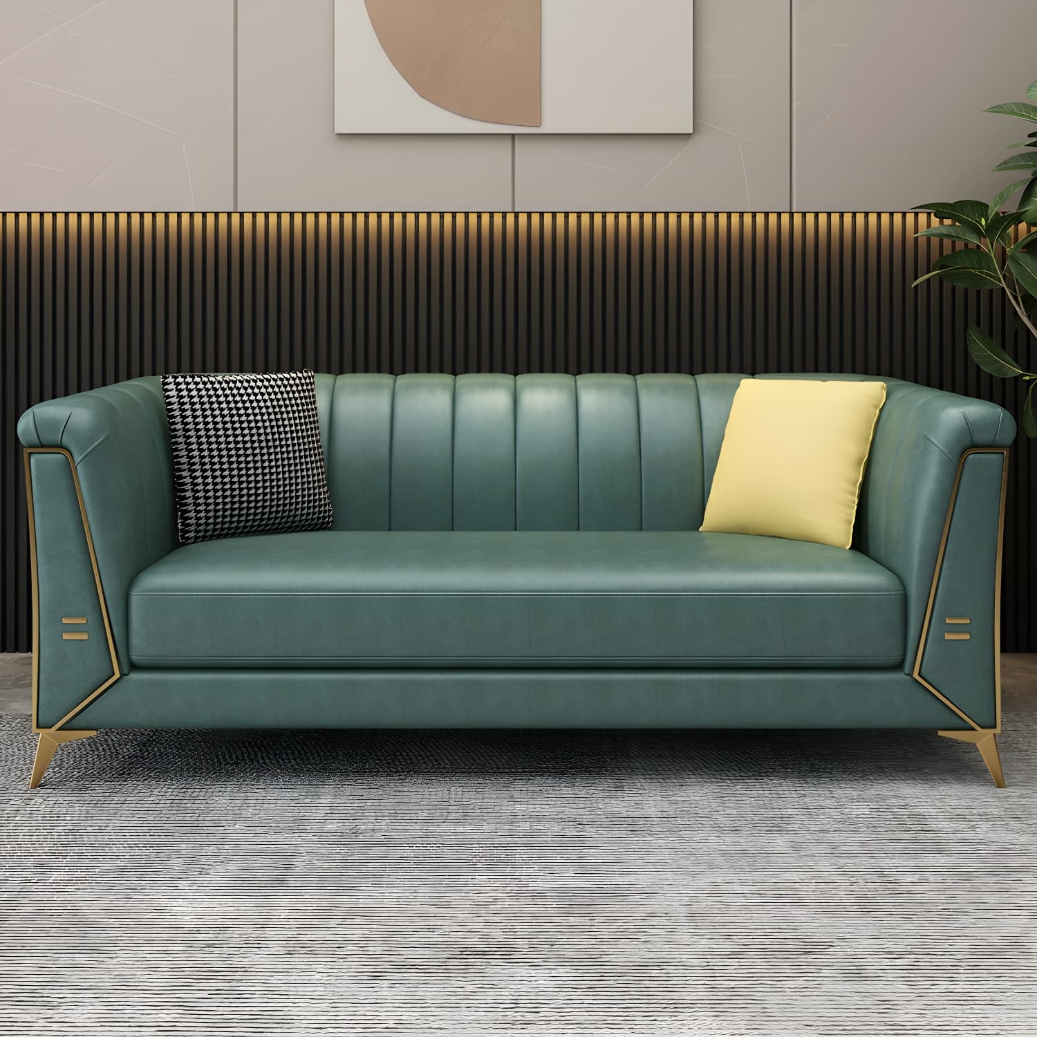 Glam Wood Frame Standard Sofa with Tuxedo Arms in Solid Color - image 10