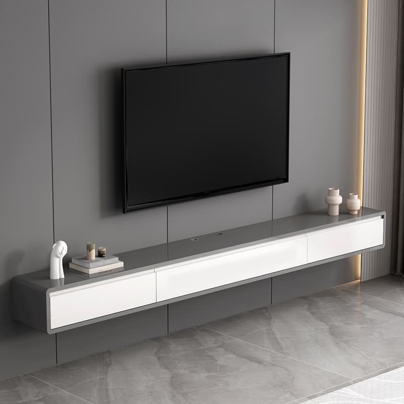 Rubberwood Scandinavian 20''x24'' Floating Mount Wood TV Stand with Drawers and Shelves - image 3