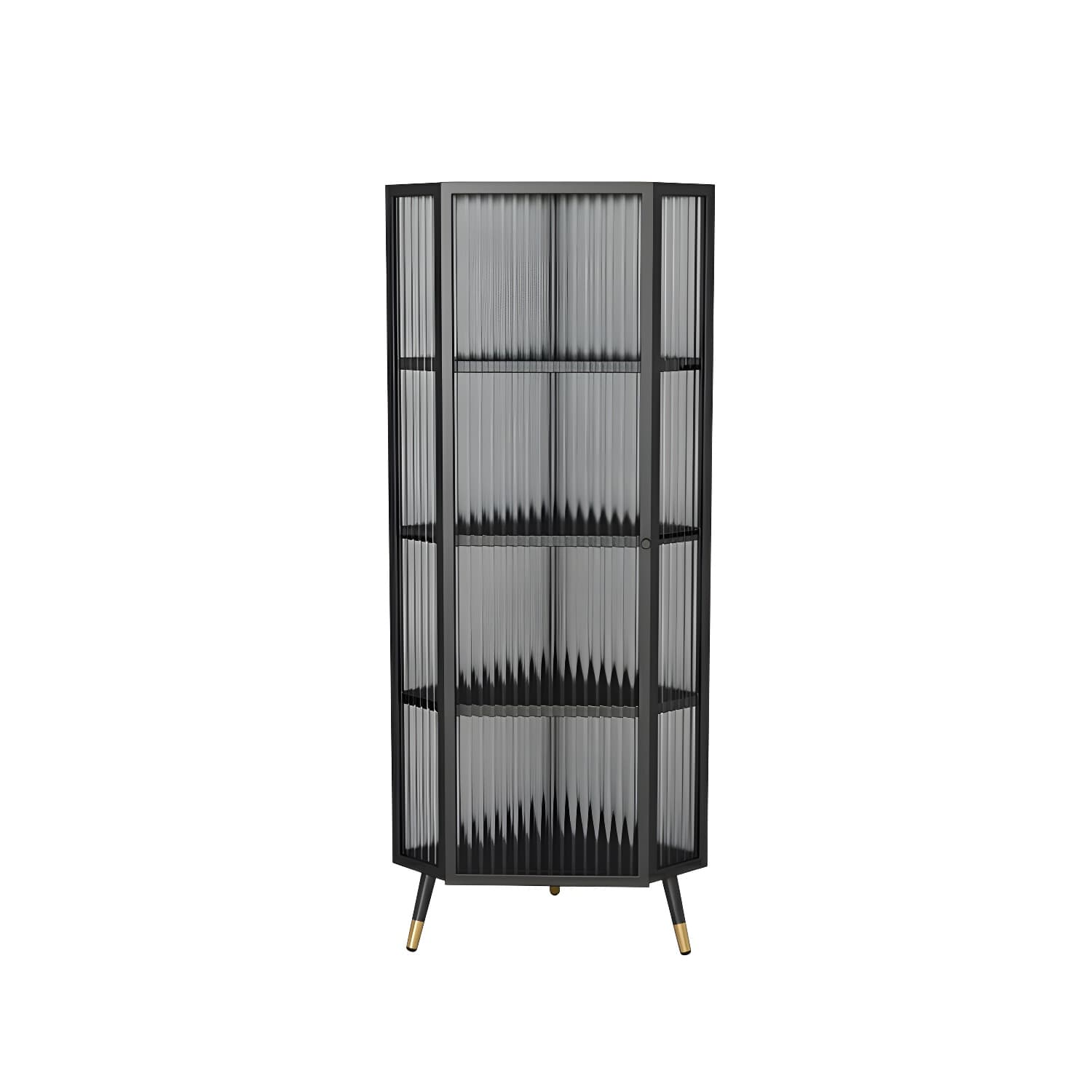 Urban Modern Iron Corner Accent Cabinet with Glass Doors and Exterior Shelving - image 7