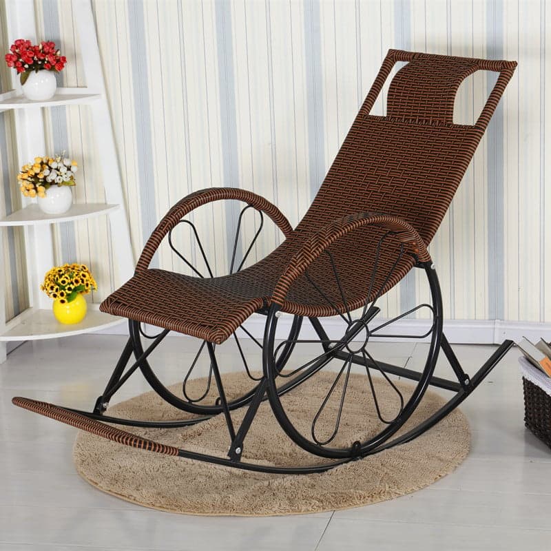 Ergonomic Wicker Front Porch Rocking Chairs with Rear Back, Stationary - image 4