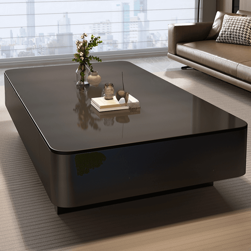 Rectangular Side Table with Twin Support Base, Rawhide Upholstery, and 2 Drawers - image 12