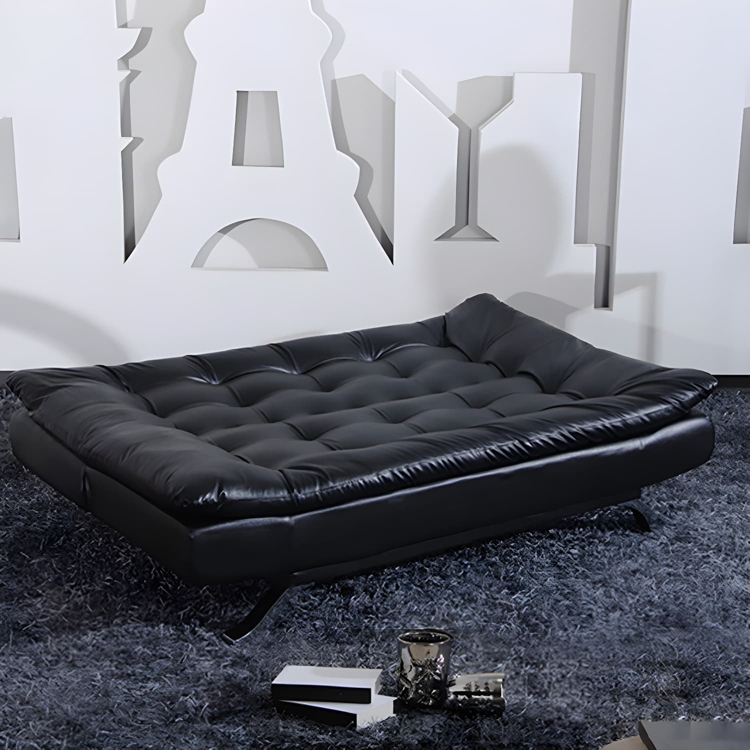 Armless Sofa Chaise Square Seating Settee for Living Room Bonus Room