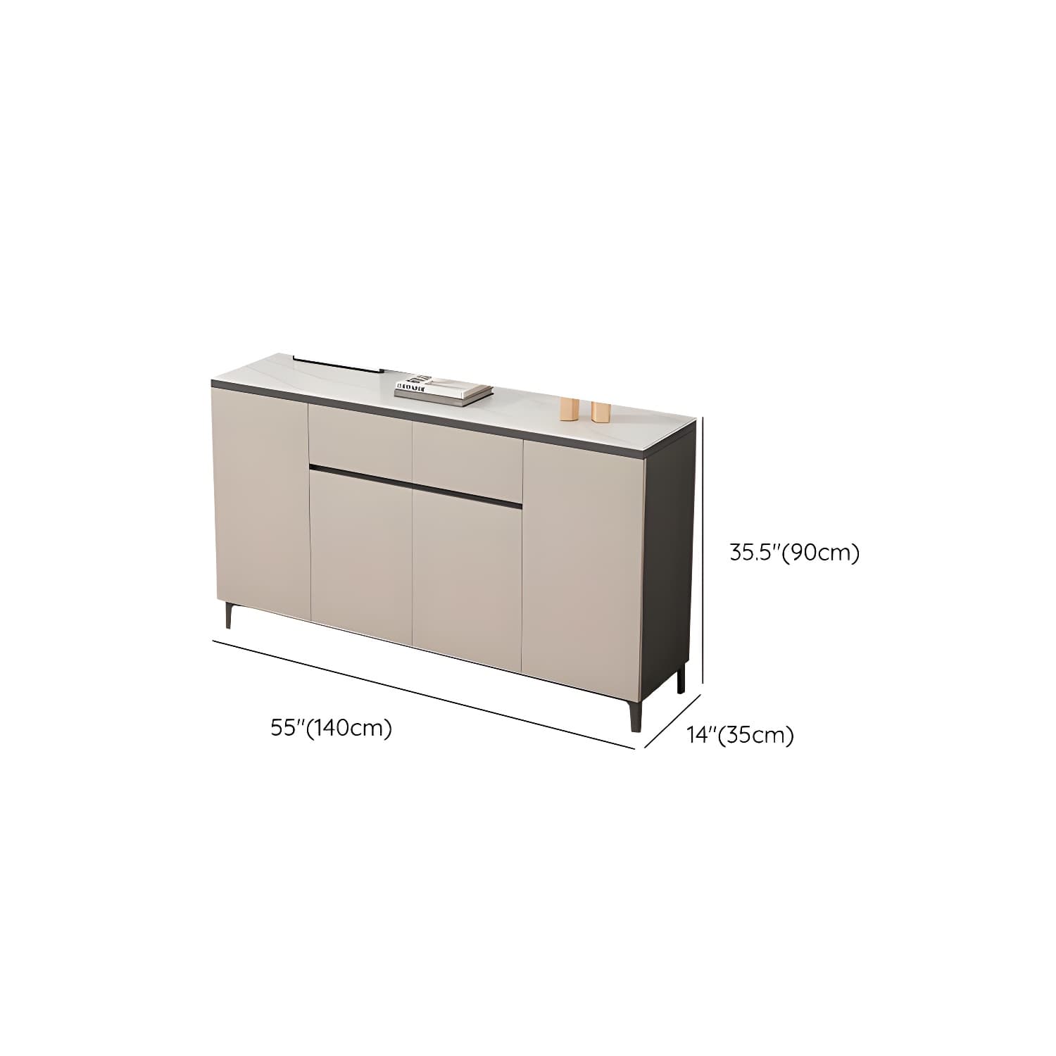 Wooden Modern Stone Countertop Buffet Sideboard with Drawers for Living Room - image 21