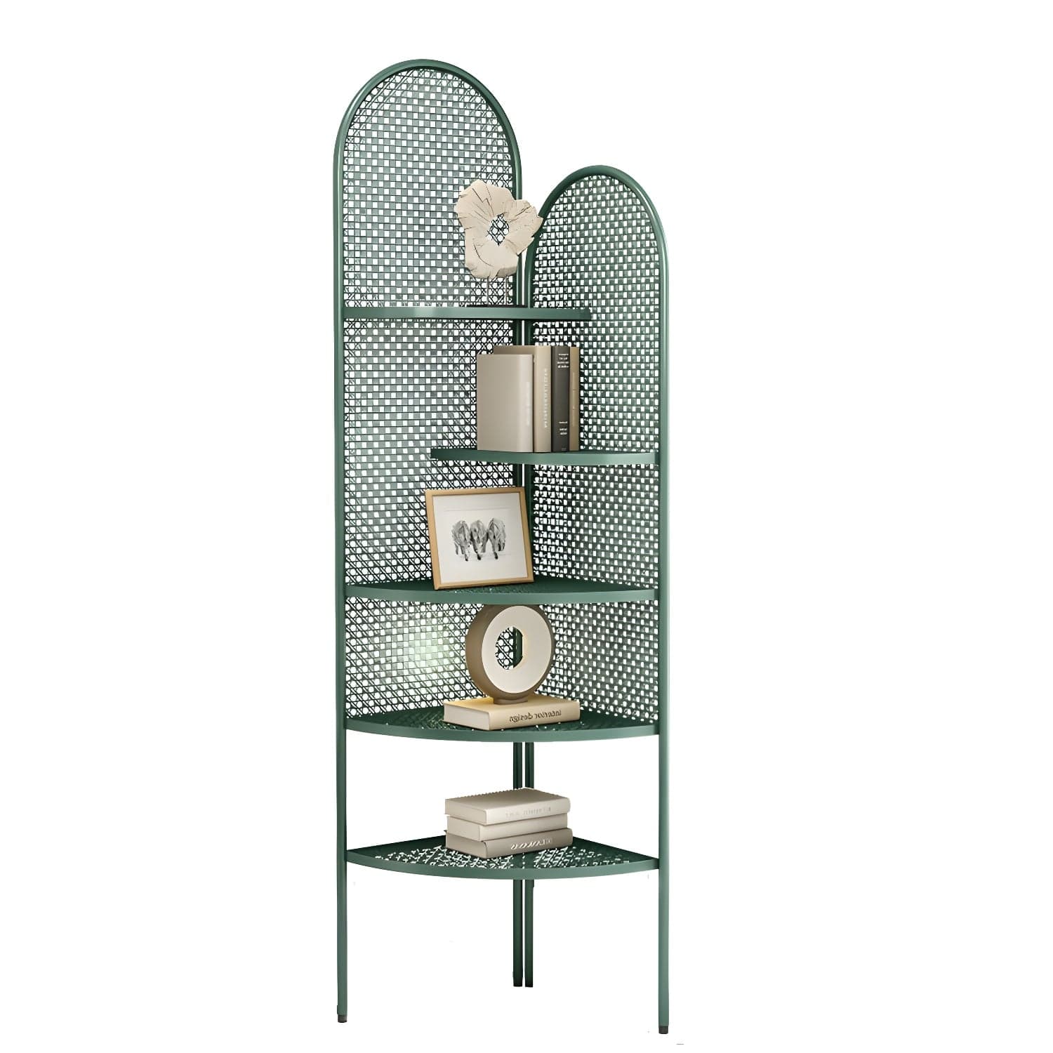 Corner Modern Accent Chest with Metal Countertop and Open Shelves, Water Resistant - image 3