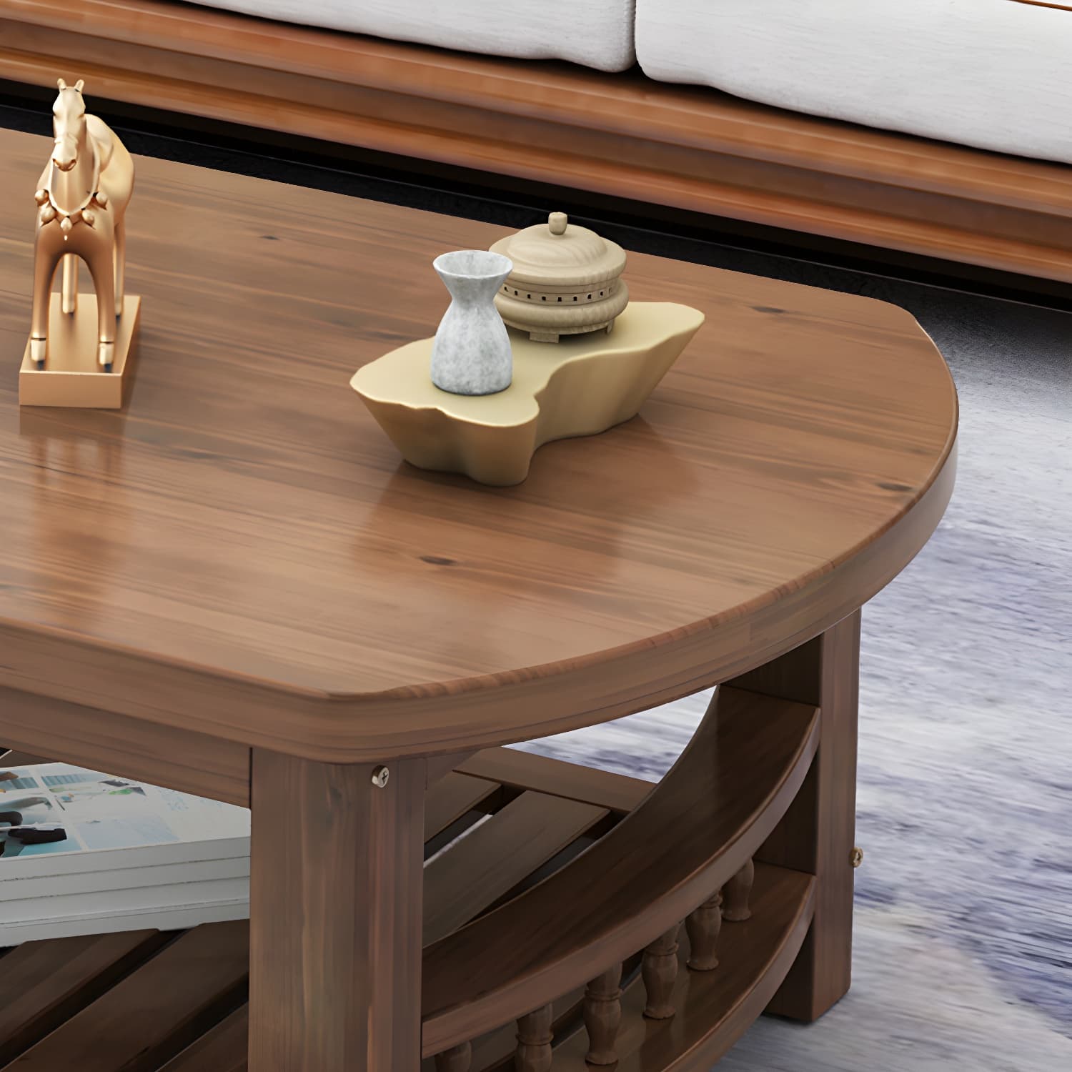 Contemporary Coffee Table Storage Solid Wood Coffee Cocktail Table - image 12