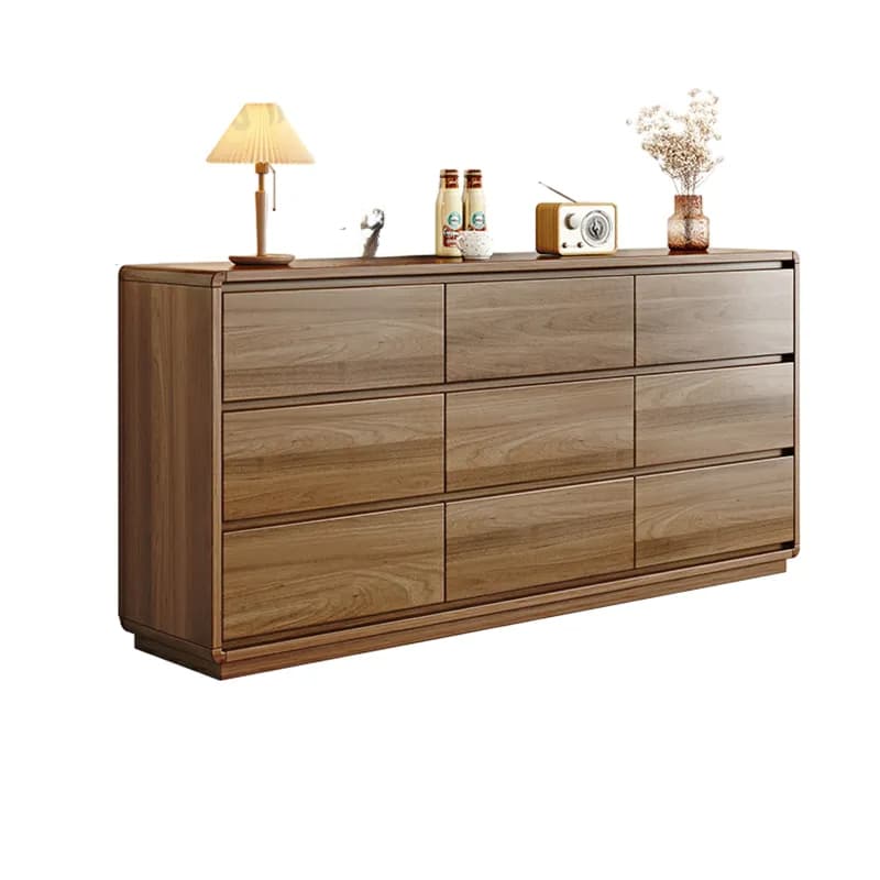Modern Brown Storage Chest Solid Wood Freestanding with Drawers - image 5
