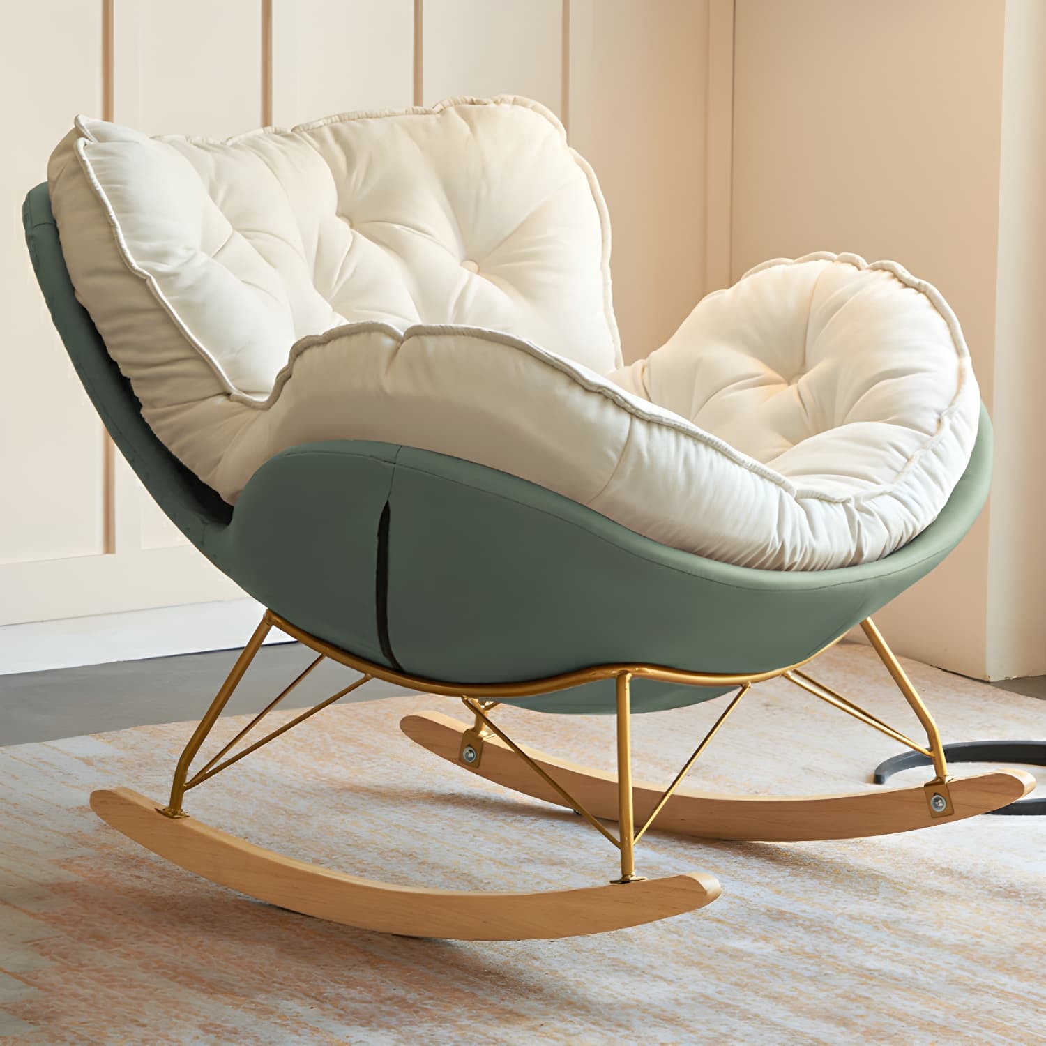 Stylish and Comfortable Modern Rocking Chair with Natural Wood Legs and Upholstered Track Arms - image 7