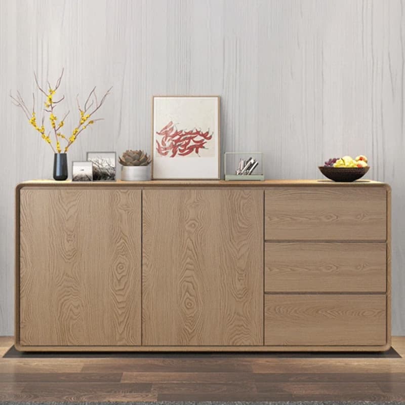 Simplistic 3 Drawers Freestanding Floor Sideboard/Server in Wood with 3 Shelves and Cabinet - image 11