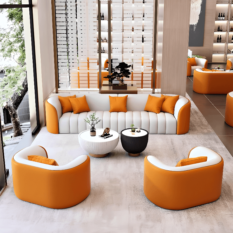 Trendy Grey/Ivory Solid Color 3-seater/for 2/1 Person Floor Sofa/Loveseat/Single Sofa with Tuxedo Arm for Sitting Room - image 7