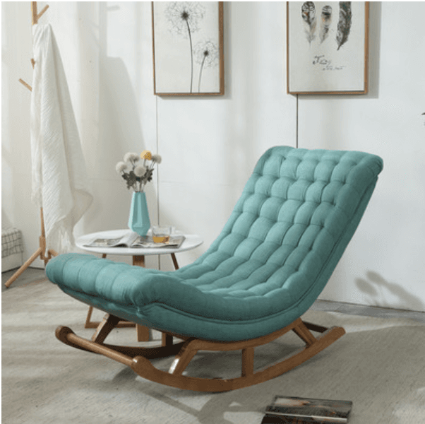 Cocoa/Azure/Olive Green Casual Rocking Chair Couch with Ottoman - image 9